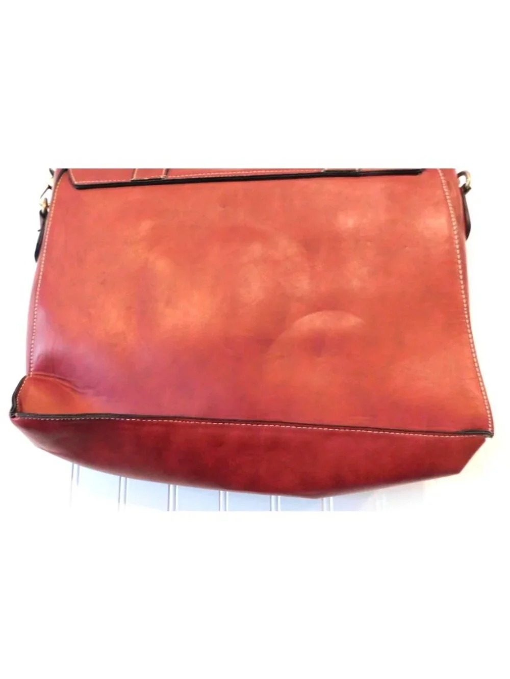 EcoSusi Professor Laptop Bag Satchel Briefcase Red Vegan Leather Crossbody - Picture 7 of 12